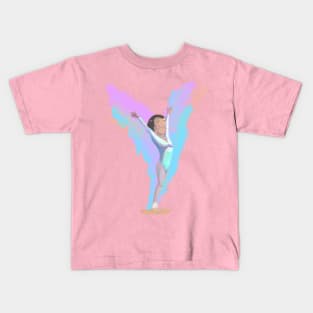 Olympic Games woman gymnast doing pose and spreading wings, artistic design Kids T-Shirt